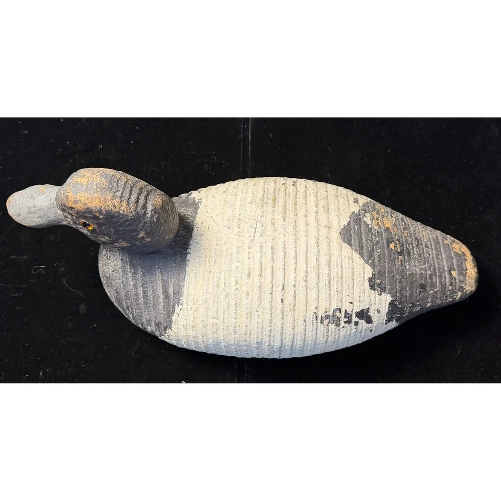 Vintage Hand Carved Cork Body Duck Decoy Wood Head Glass Eyes Bluebill Scaup 12
